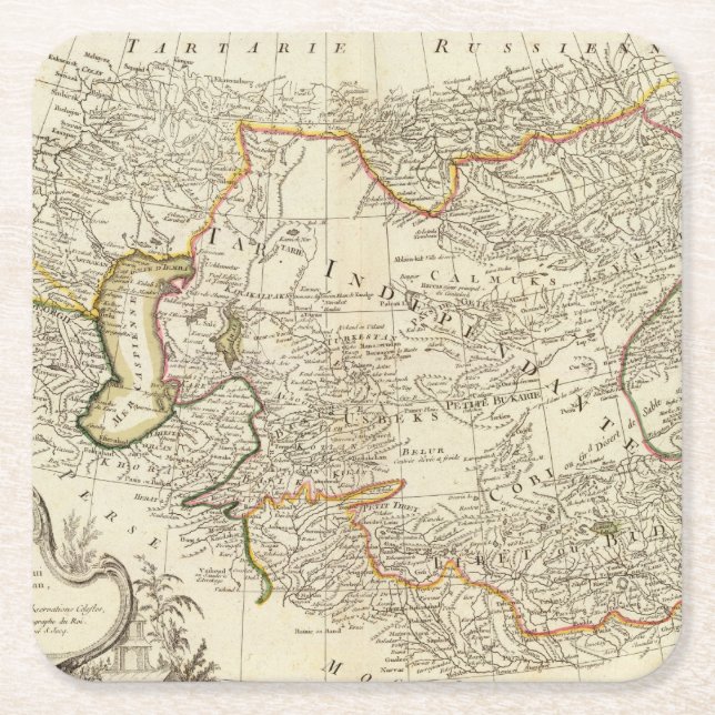 Central Asia Square Paper Coaster (Front)