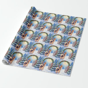 Central Asian Shepherd Snowy Gate Christmas Art Wrapping Paper
