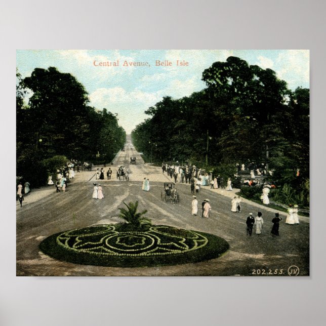 Central Ave., Belle Isle, Detroit Vintage Poster (Front)