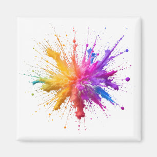Central Burst of Vibrant Colorful Powders Magnet