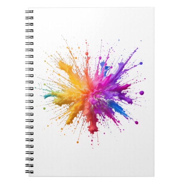 Central Burst of Vibrant Colorful Powders Notebook (Front)