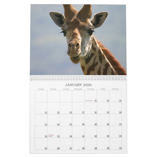 Central, East African animal calendar - Customised (Jan 2026)