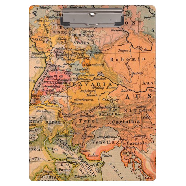Central Europe Antique Map Clipboard (Front)