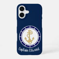 Central Golden Anchor Navy Blue Nautical