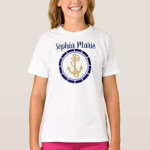 Central Golden Anchor Navy Blue Nautical T-Shirt