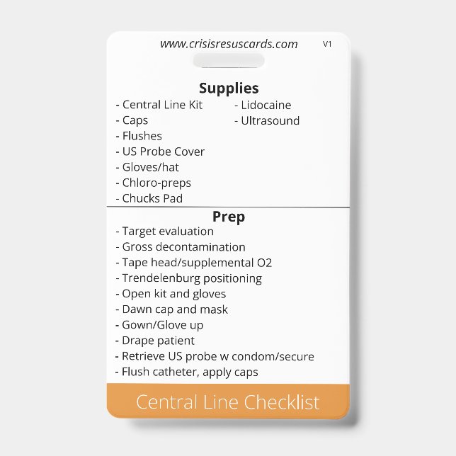 Central Line Checklist ID Badge (Front)