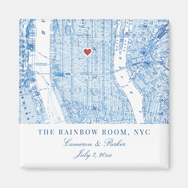 Central Manhattan Destination Wedding Favour Magne Magnet (Front)