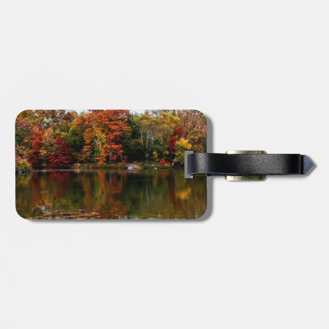 Central Park Autumn Fall Landscape Photo Luggage Tag (Back Horizontal)