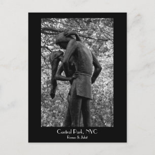 Central Park Autumn: Romeo & Juliet Statue 01 B&W Postcard