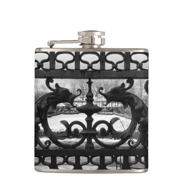 Central Park, Black & White Flask (Front)