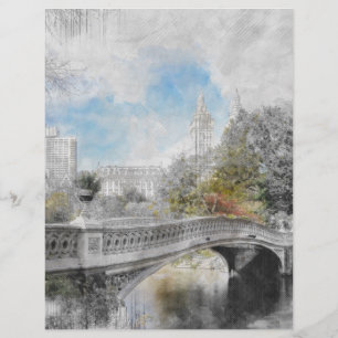 Central Park Bridge Watercolor Letterhead – NYC