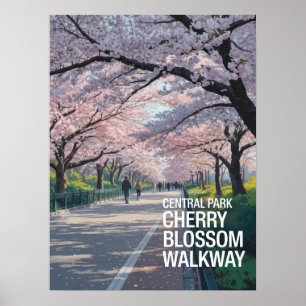 Central Park Cherry Blossom Walkway Poster