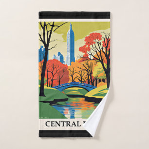 Central Park colorful illustration Hand Towel