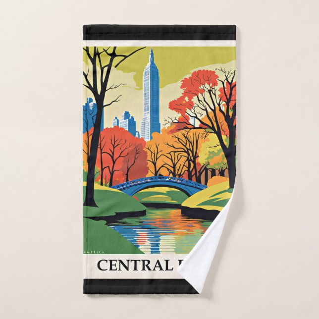 Central Park colourful illustration Hand Towel (Hand Towel)