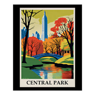 Central Park colourful illustration Poster