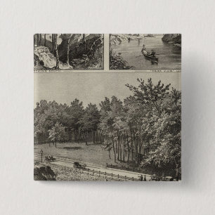 Central Park from Main St. Bridge, Marion, Kansas 15 Cm Square Badge