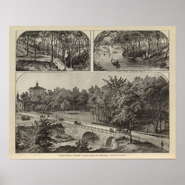 Central Park from Main St. Bridge, Marion, Kansas Poster (Front)
