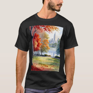 Central Park In Autumn A Watercolor Journey T-Shirt