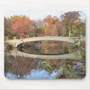 Central Park in Autumn Reflections and Bow Bridge Mouse Mat