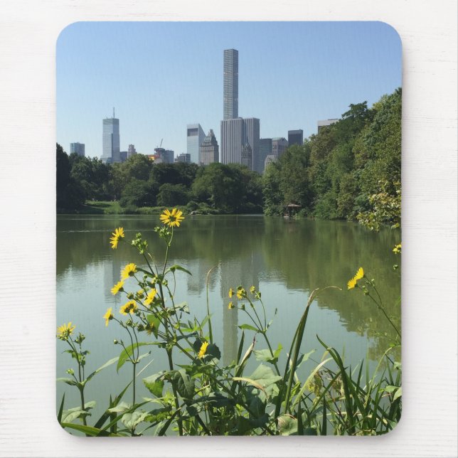 Central Park Lake New York City NYC Skyline Flower Mouse Mat (Front)