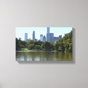 Central Park Lake New York City NYC Skyline Photo Canvas Print