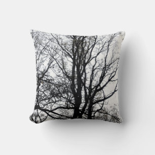 Central Park late autumn almost Barren Tree B&W Cushion