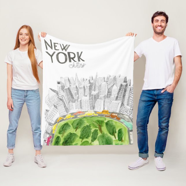 Central Park & New York City Collage Fleece Blanket (In Situ)
