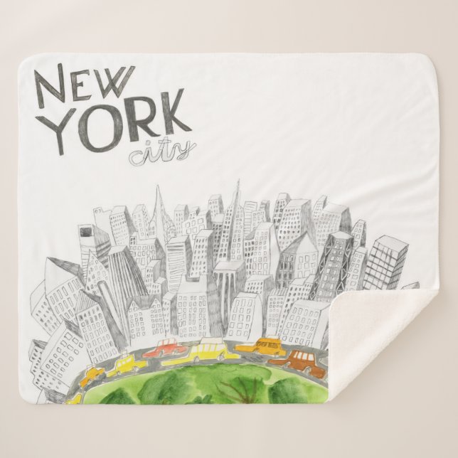 Central Park & New York City Collage Sherpa Blanket (Front (Horizontal))