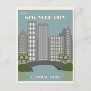 Central Park New York City Vintage Travel Postcard