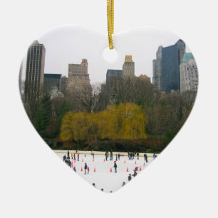 Central Park New York NY Wollman Ice Skating Rink Ceramic Tree Decoration