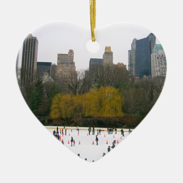 Central Park New York NY Wollman Ice Skating Rink Ceramic Tree Decoration (Front)
