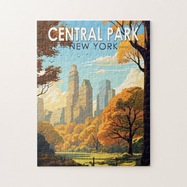 Central Park New York Travel Art Vintage Jigsaw Puzzle (Vertical)