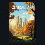 Central Park New York Travel Art Vintage Poster<br><div class="desc">Central Park vector artwork. Central Park is an urban park between the Upper West Side and Upper East Side neighbourhoods of Manhattan in New York City that was the first landscaped park in the United States.</div>