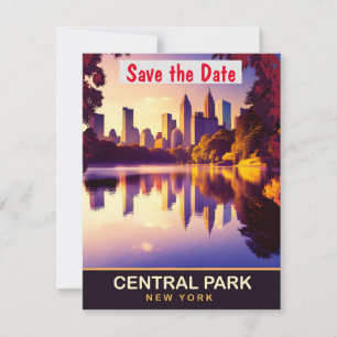 Central Park, New York, Travel Postcard,  Save The Date