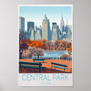 Central Park New York Travel Poster