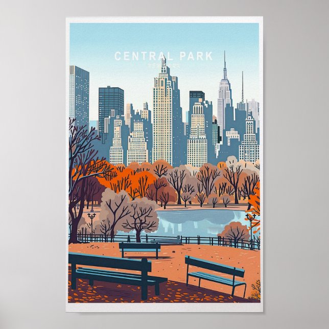 Central Park New York Travel Poster - USA City (Front)
