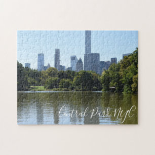 Central Park NYC Lake Photography Midtown Skyline Jigsaw Puzzle