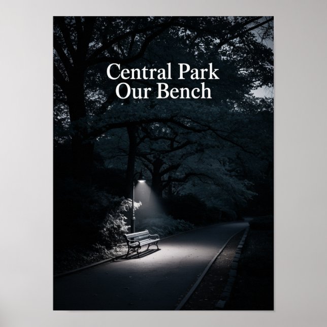 Central Park Our Bench Night Photography Poster (Front)