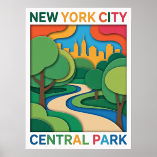 Central Park Paper Cut Sunset Poster