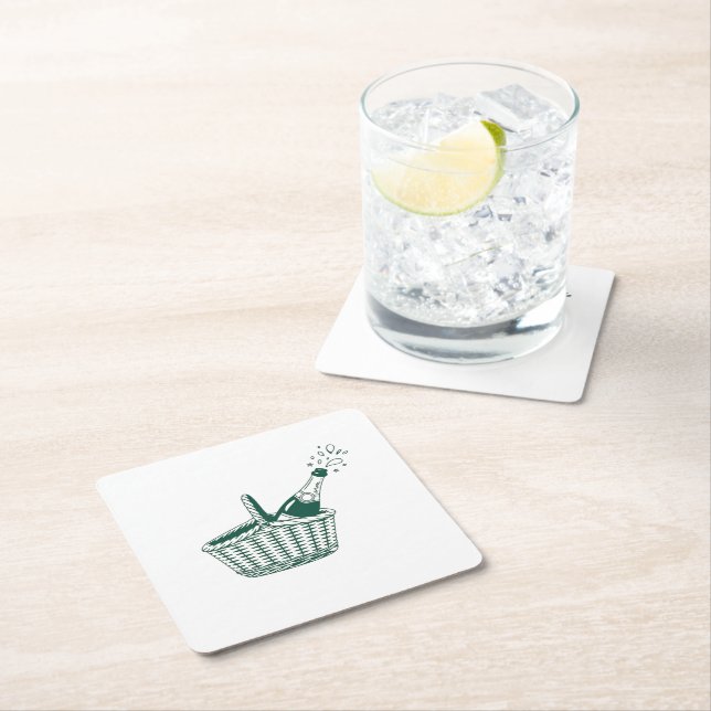 Central Park Picnic Wedding Custom Napkins Square Paper Coaster (Insitu)