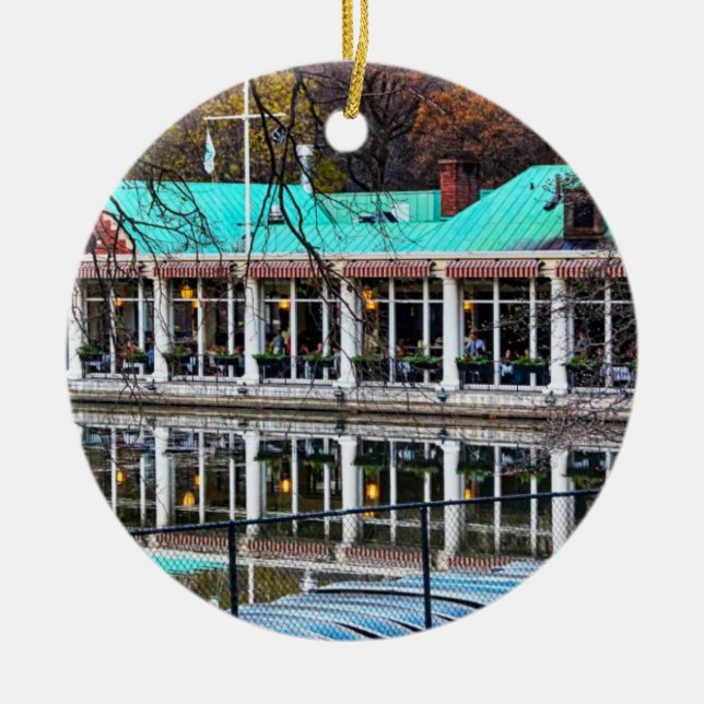 Central Park Rowboat Restaurant Boathouse Ceramic Tree Decoration (Front)