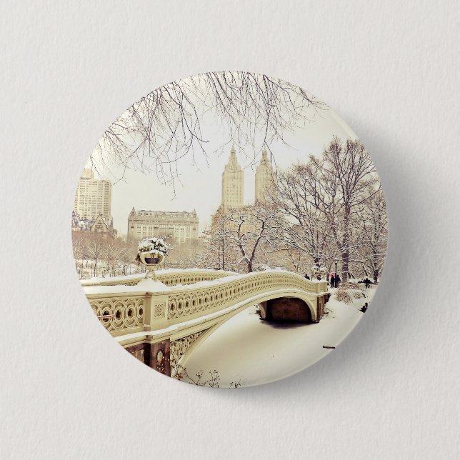 Central Park Snow - Winter New York 6 Cm Round Badge (Front)