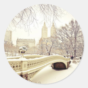 Central Park Snow - Winter New York Classic Round Sticker