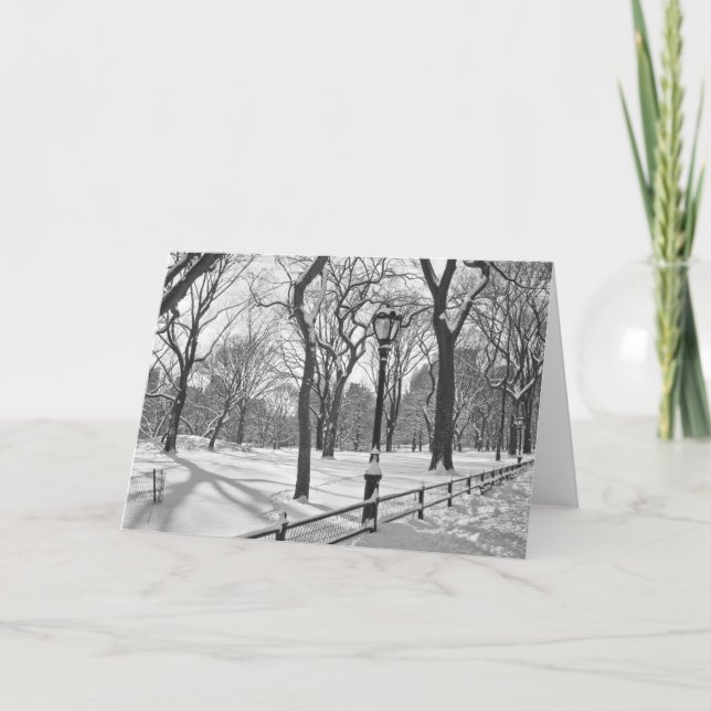 Central Park Snowfall B&W Holiday Card (Front)