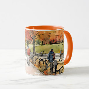 Central Park, watercolors, AI-generated, Mug