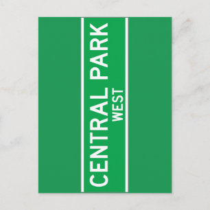 Central Park West, New York Street Sign Postcard