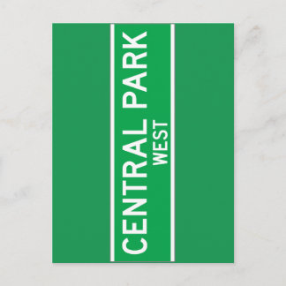 Central Park West, New York Street Sign Postcard