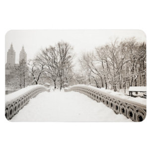 Central Park Winter Romance - Bow Bridge Magnet