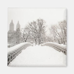 Central Park Winter Romance - Bow Bridge Magnet