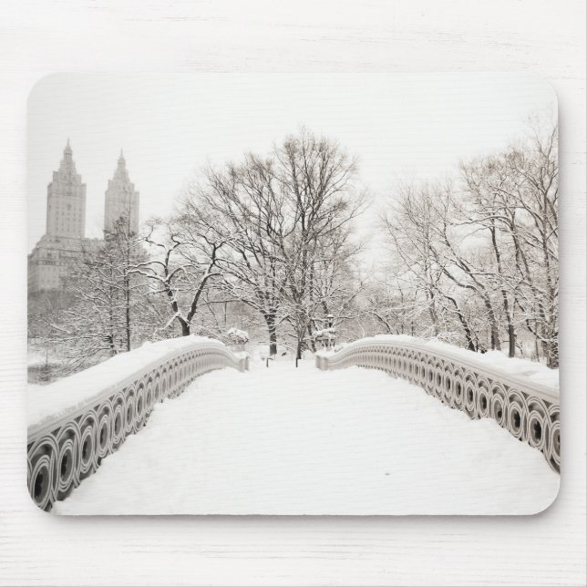 Central Park Winter Romance - Bow Bridge Mouse Mat (Front)